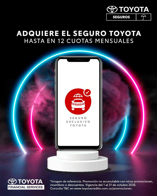 Adquiere el Seguro Toyota hasta en 12 cuotas mensuales.